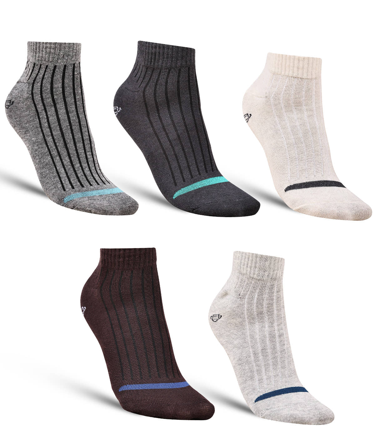 Dollar - Cotton Men's Striped Multicolor Ankle Length Socks ( Pack of 5 ) - Socks | Buy online on ZillyBuy