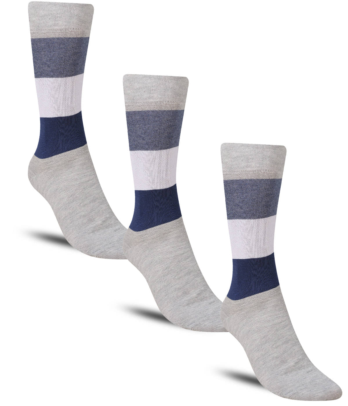 Dollar - Cotton Men's Striped Light Grey Full Length Socks ( Pack of 3 ) - Socks | Buy online on ZillyBuy