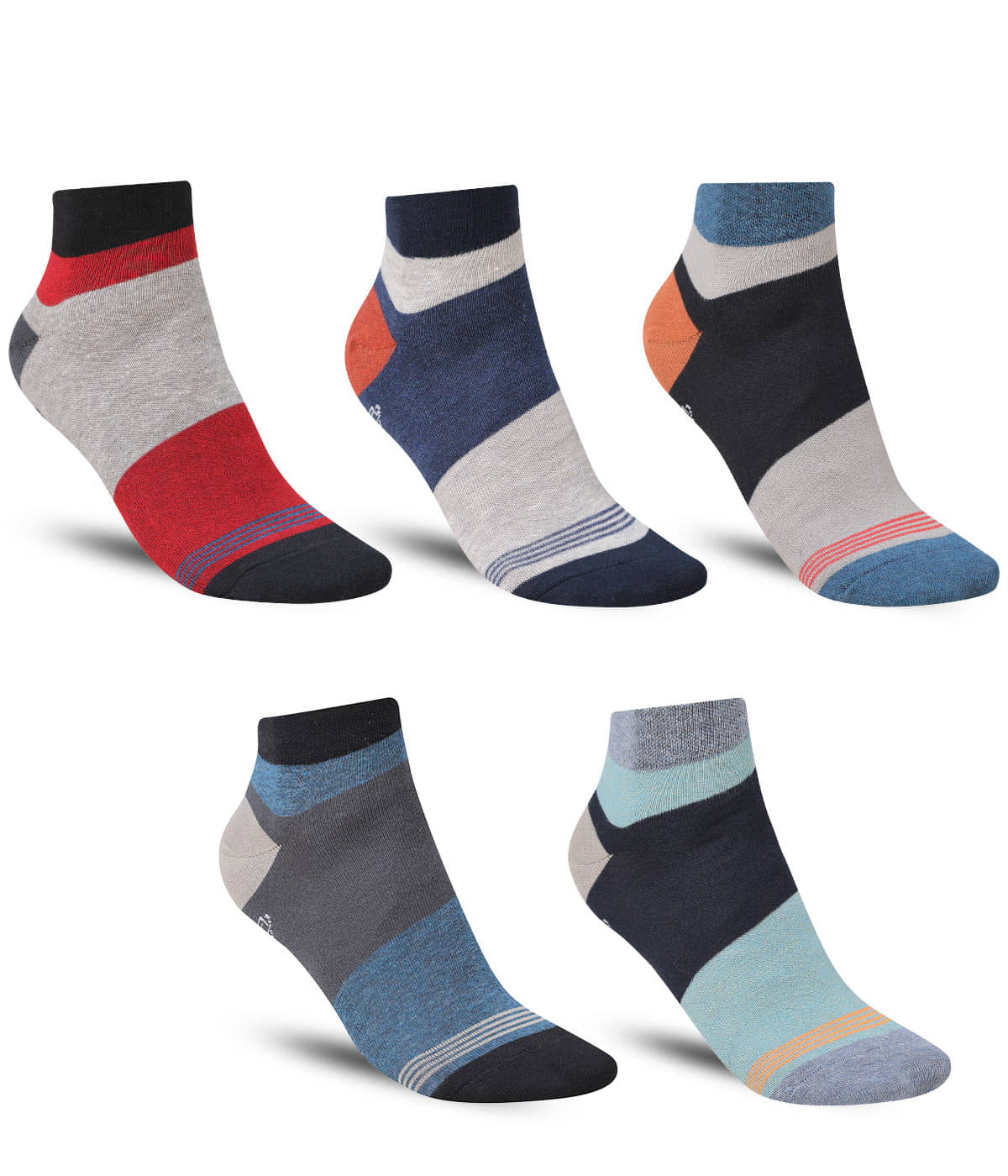 Dollar - Cotton Men's Striped Multicolor Ankle Length Socks ( Pack of 5 ) - Socks | Buy online on ZillyBuy
