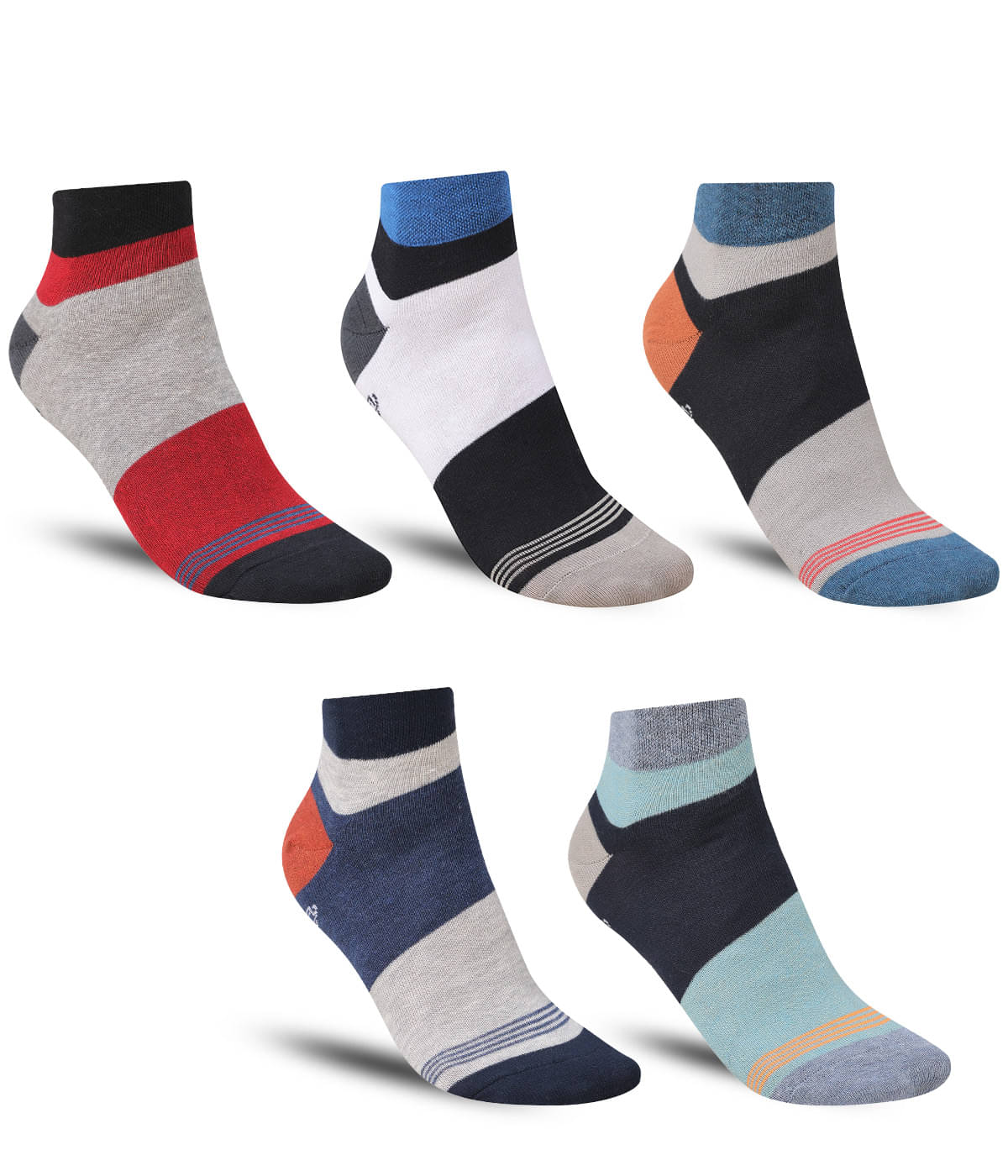     			Dollar - Cotton Men's Striped Multicolor Ankle Length Socks ( Pack of 5 )