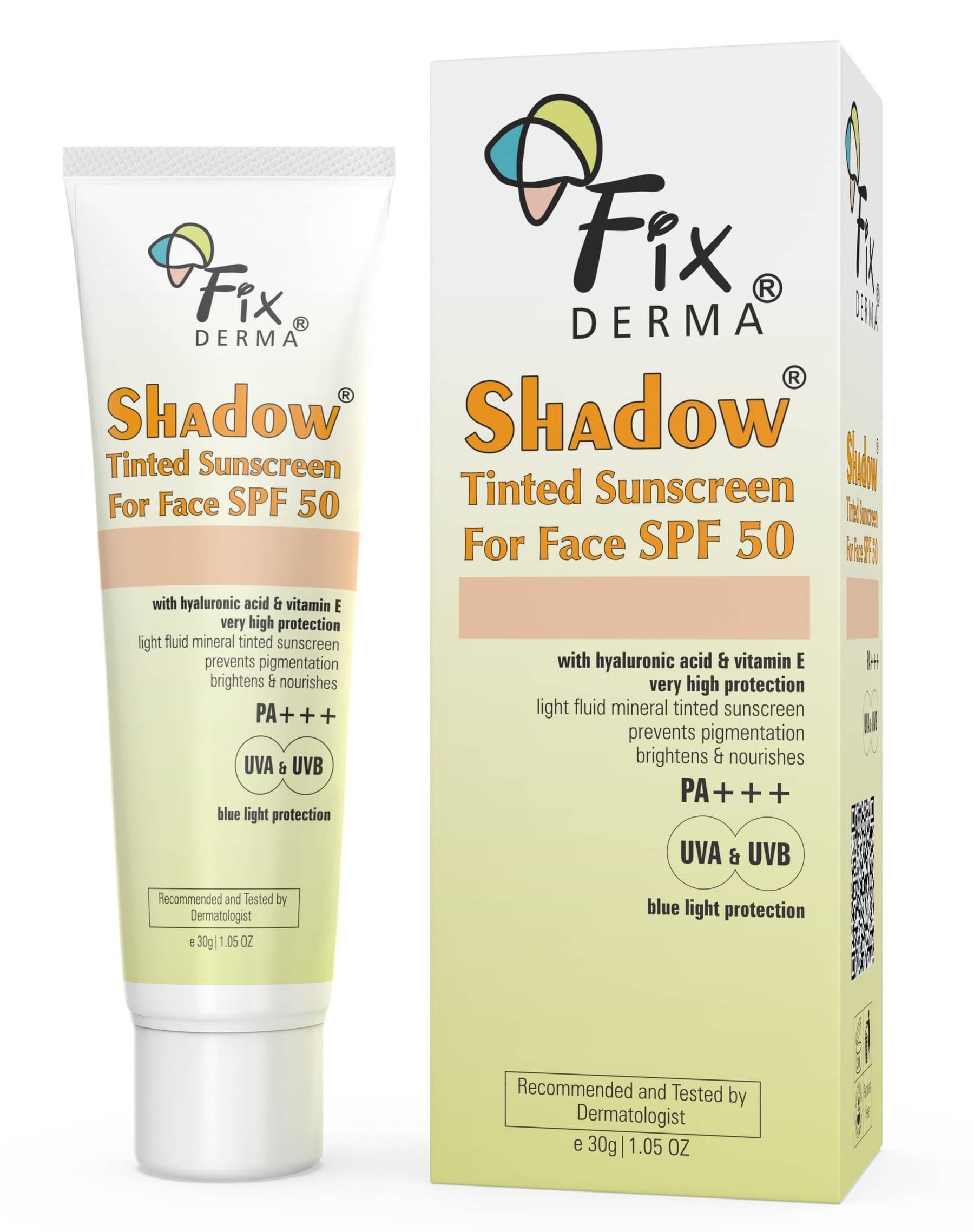 Fixderma Shadow Tinted Sunscreen SPF 50 with Vitamin E, Sunscreen for UVA,UVB Protection, 30g Fixderma Shadow Tinted Sunscreen SPF 50 with Vitamin E, Sunscreen for UVA,UVB Protection, 30g