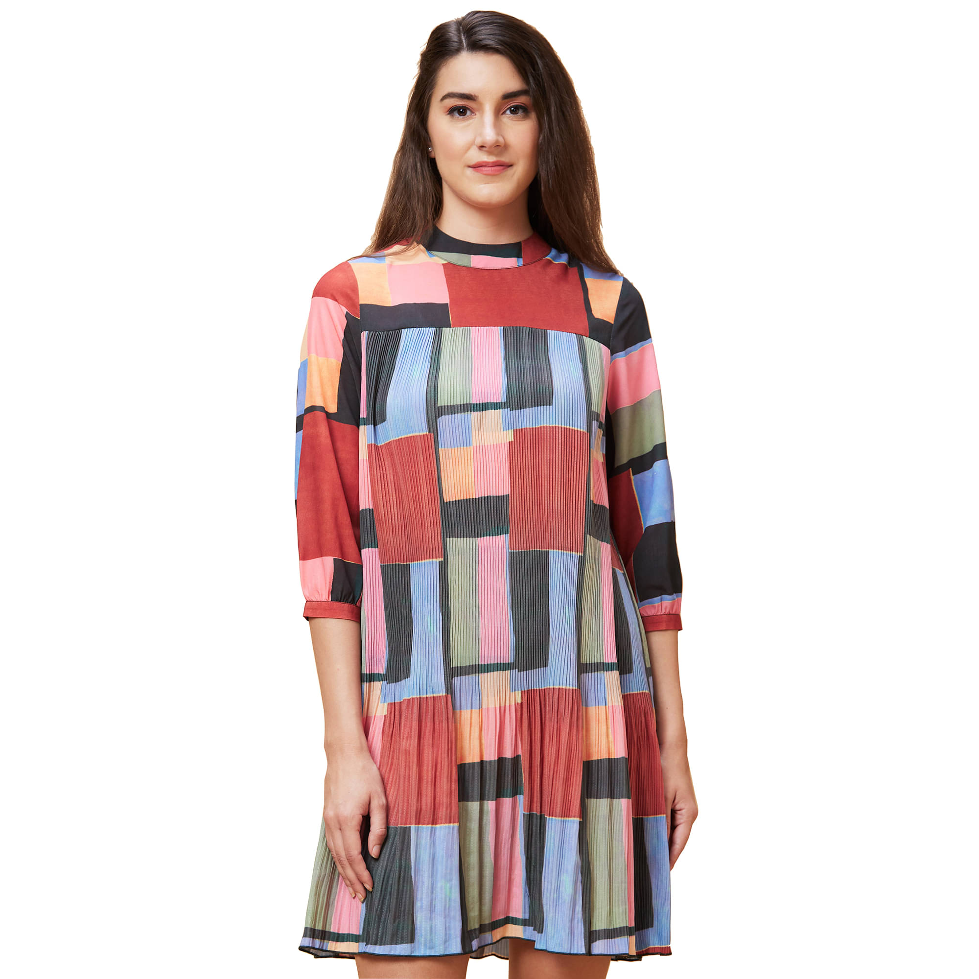 Globus Polyester Colorblock Above Knee Women's A-line Dress - Multi Color ( Pack of 1 ) Globus Polyester Colorblock Above Knee Women's A-line Dress - Multi Color ( Pack of 1 )