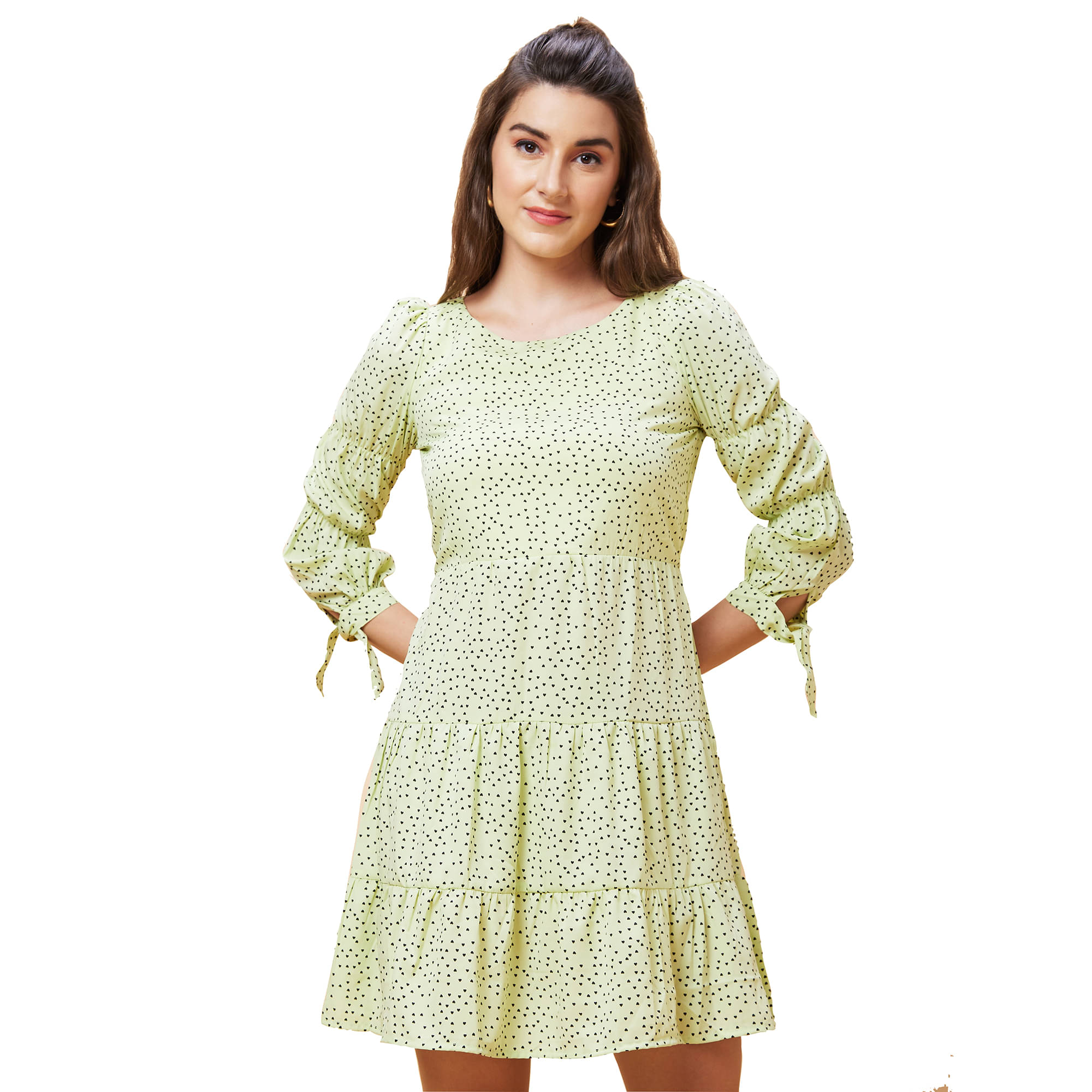     			Globus Polyester Printed Above Knee Women's Fit & Flare Dress - Green ( Pack of 1 )