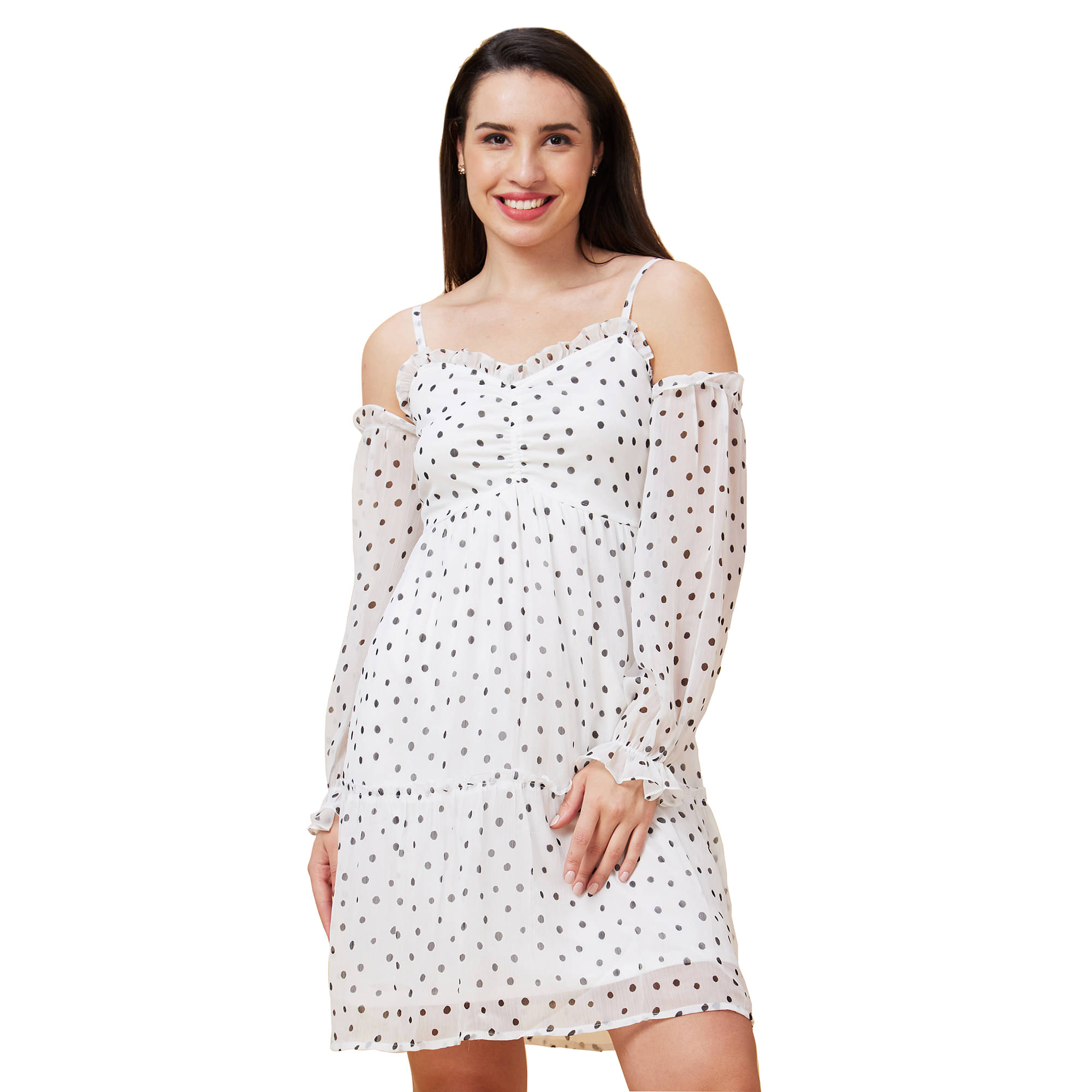 Globus Polyester Printed Knee Length Women's Fit & Flare Dress - White ( Pack of 1 )     			Globus Polyester Printed Knee Length Women's Fit & Flare Dress - White ( Pack of 1 )