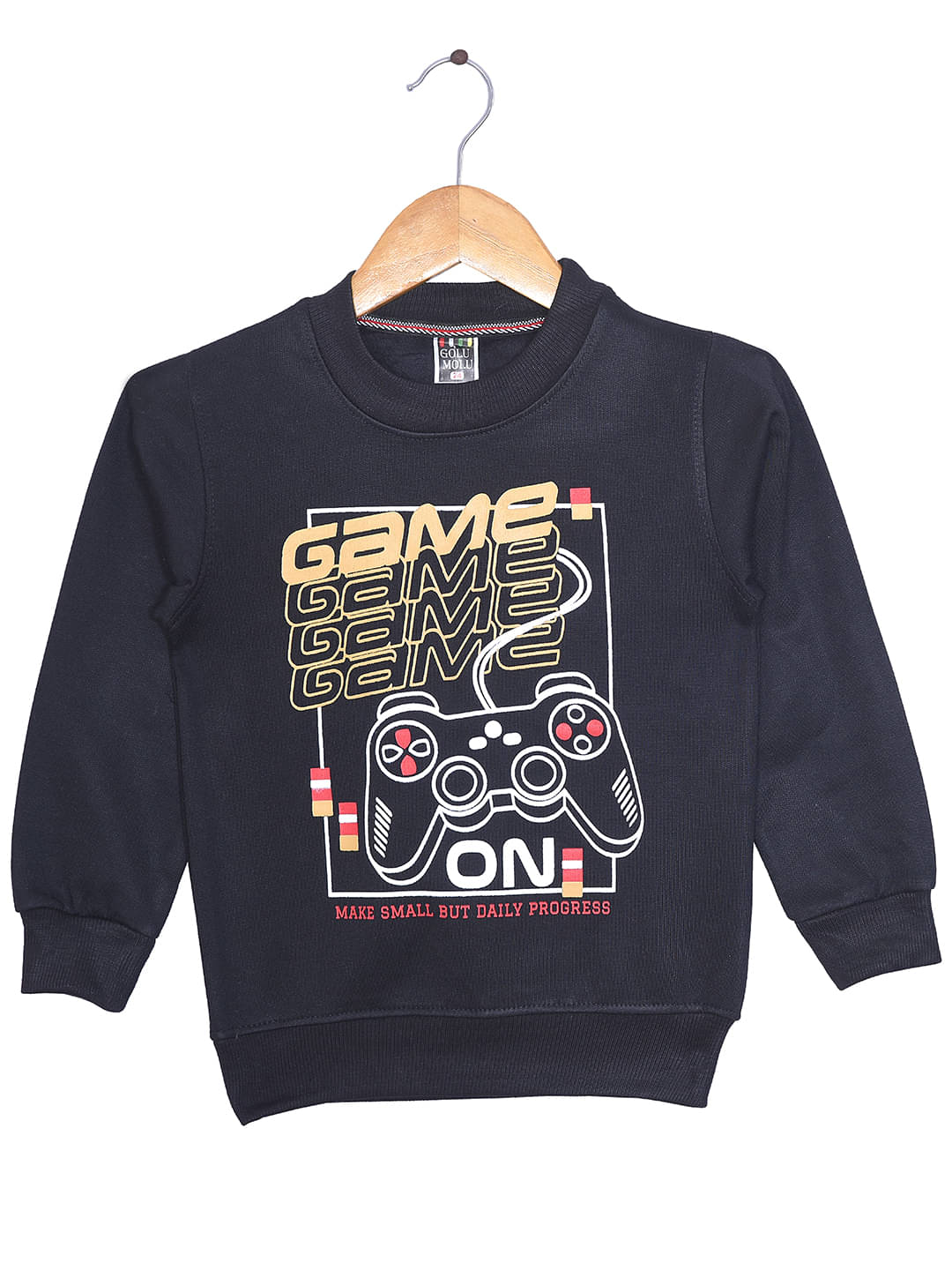     			Golu Molu Pack of 1 Boys Fleece Sweatshirt ( Black )