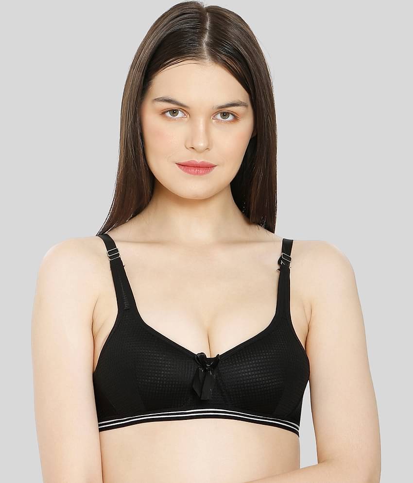 ILRASO Cotton Blend Lightly Padded Women's Plunge Bra ( Black )