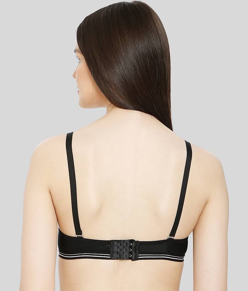 ILRASO Cotton Blend Lightly Padded Women's Plunge Bra ( Black )