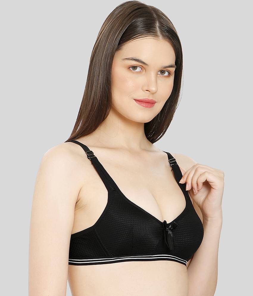 ILRASO Cotton Blend Lightly Padded Women's Plunge Bra ( Black )