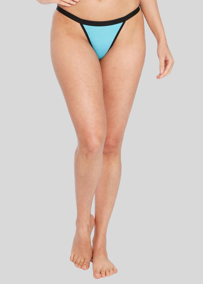     			ILRASO Cotton Lycra Solid Women's Cheekies ( Blue )