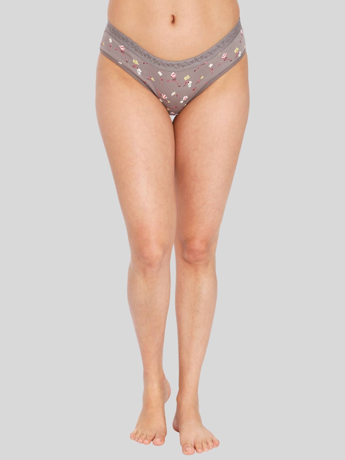 ILRASO Cotton Printed Women's Bikini ( Grey )