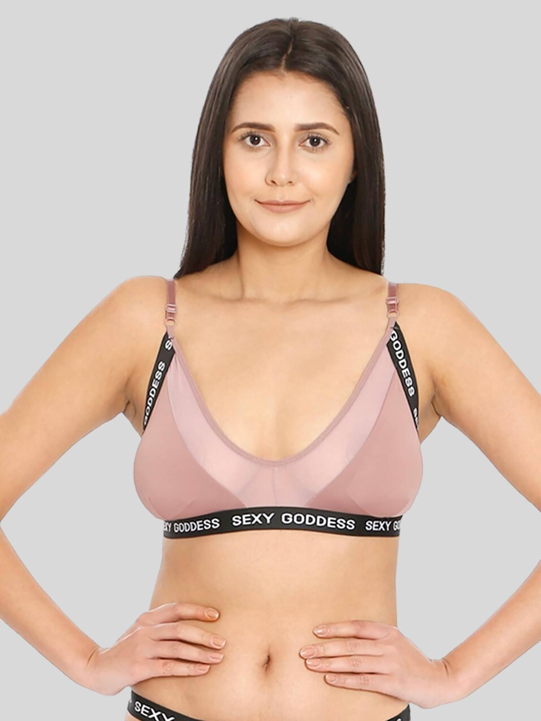 ILRASO Nylon Removable Padding Women's Bralette Bra ( Mauve ) ILRASO Nylon Removable Padding Women's Bralette Bra ( Mauve )