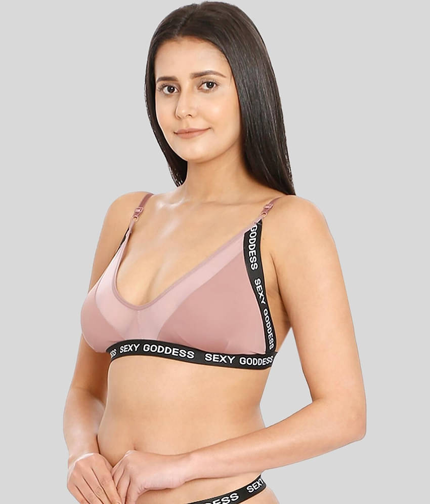 ILRASO Nylon Removable Padding Women's Bralette Bra ( Mauve )