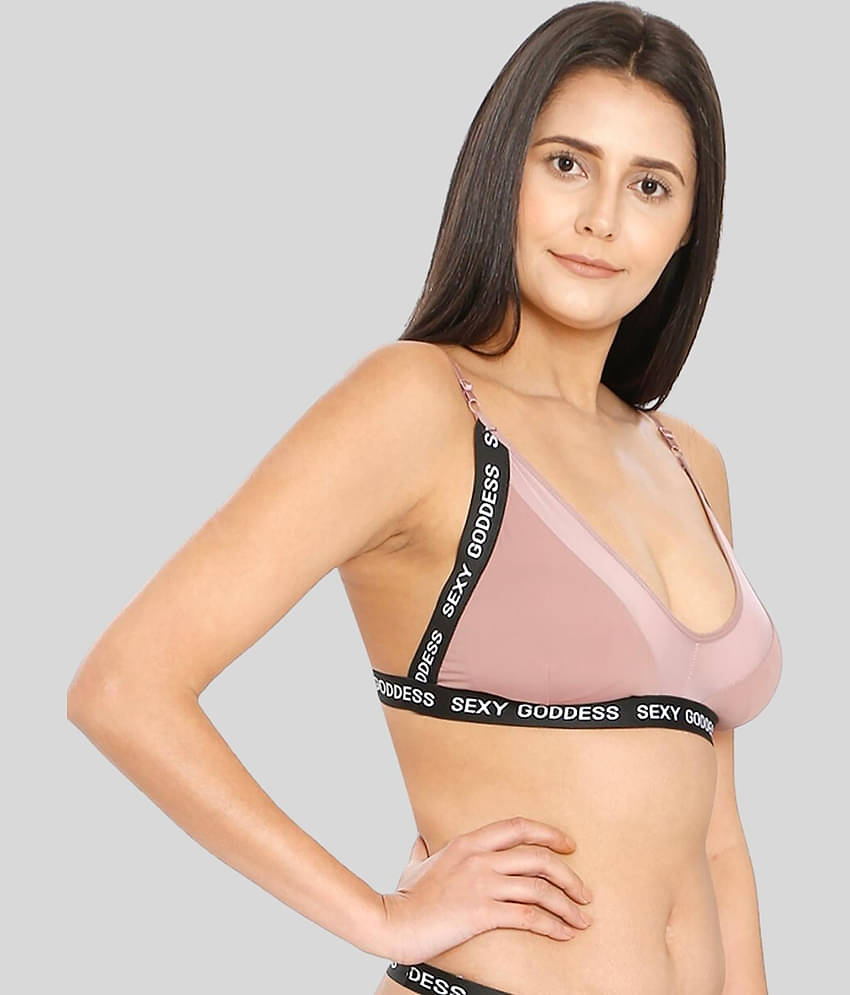ILRASO Nylon Removable Padding Women's Bralette Bra ( Mauve )