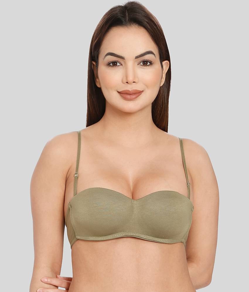 ILRASO Polyester Lightly Padded Women's Balconette Bra ( Olive )