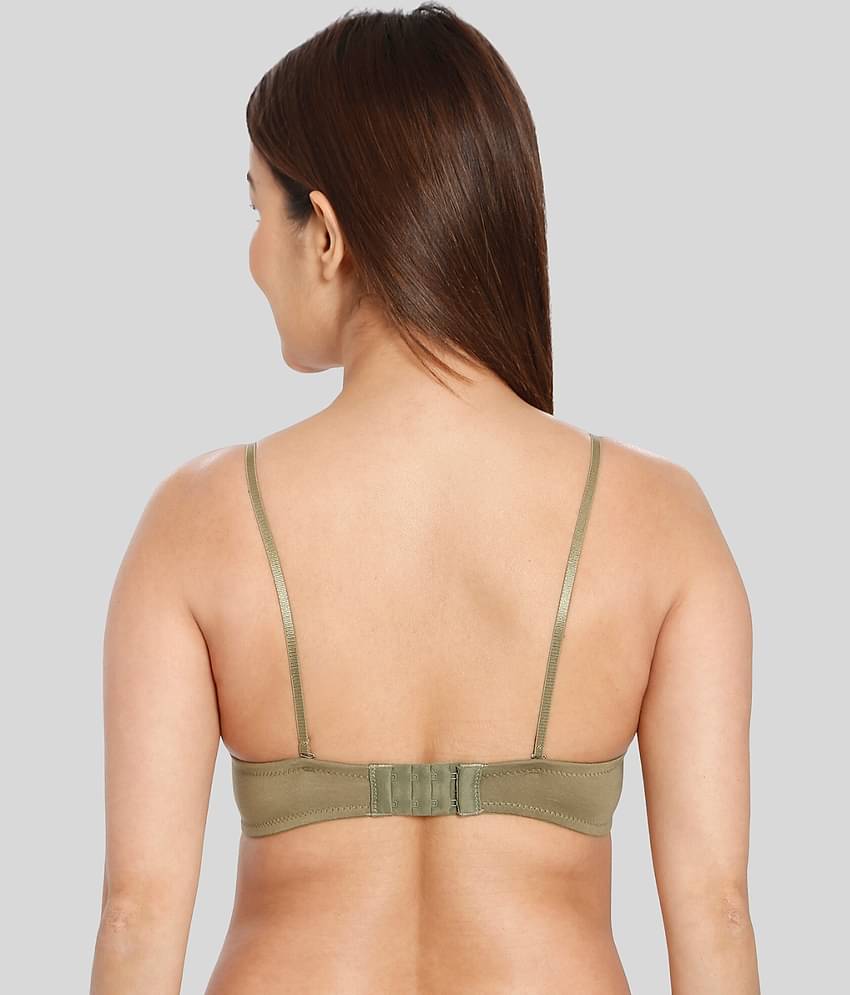 ILRASO Polyester Lightly Padded Women's Balconette Bra ( Olive )