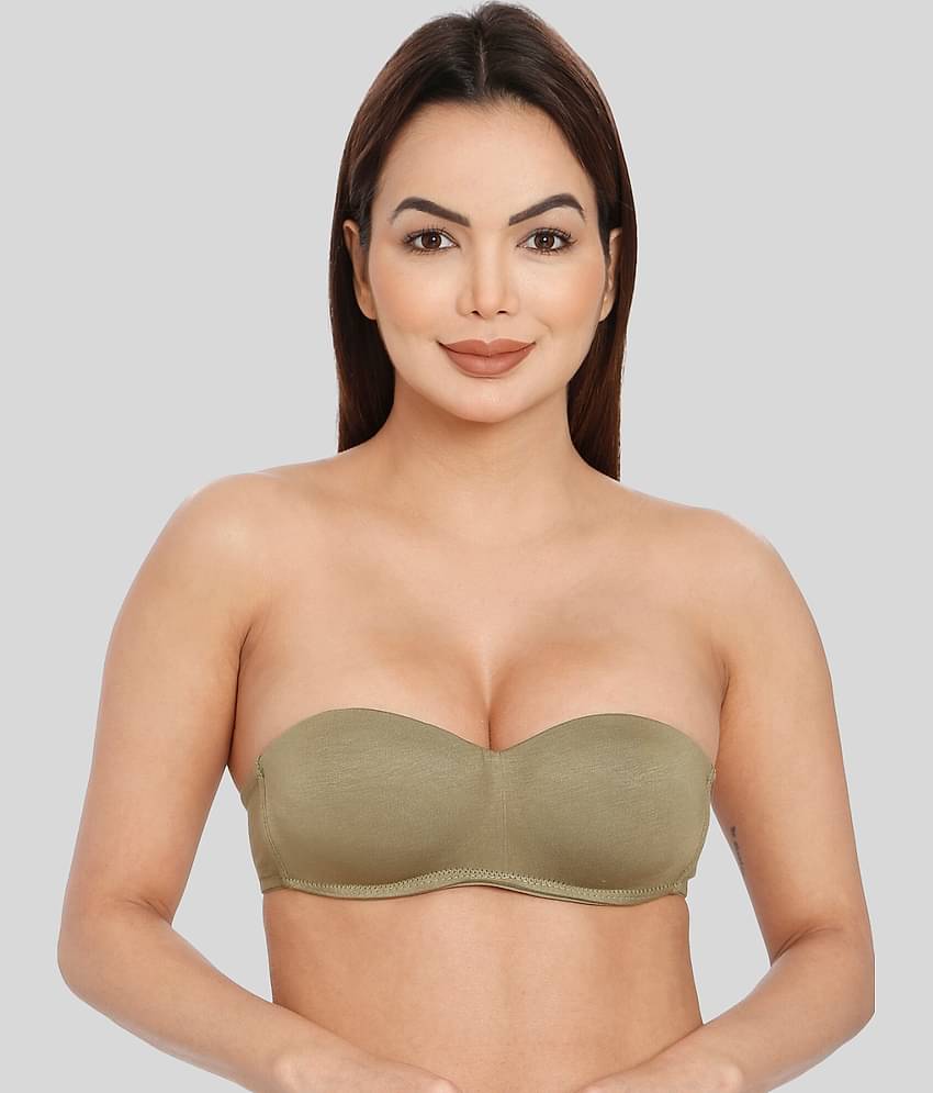 ILRASO Polyester Lightly Padded Women's Balconette Bra ( Olive )