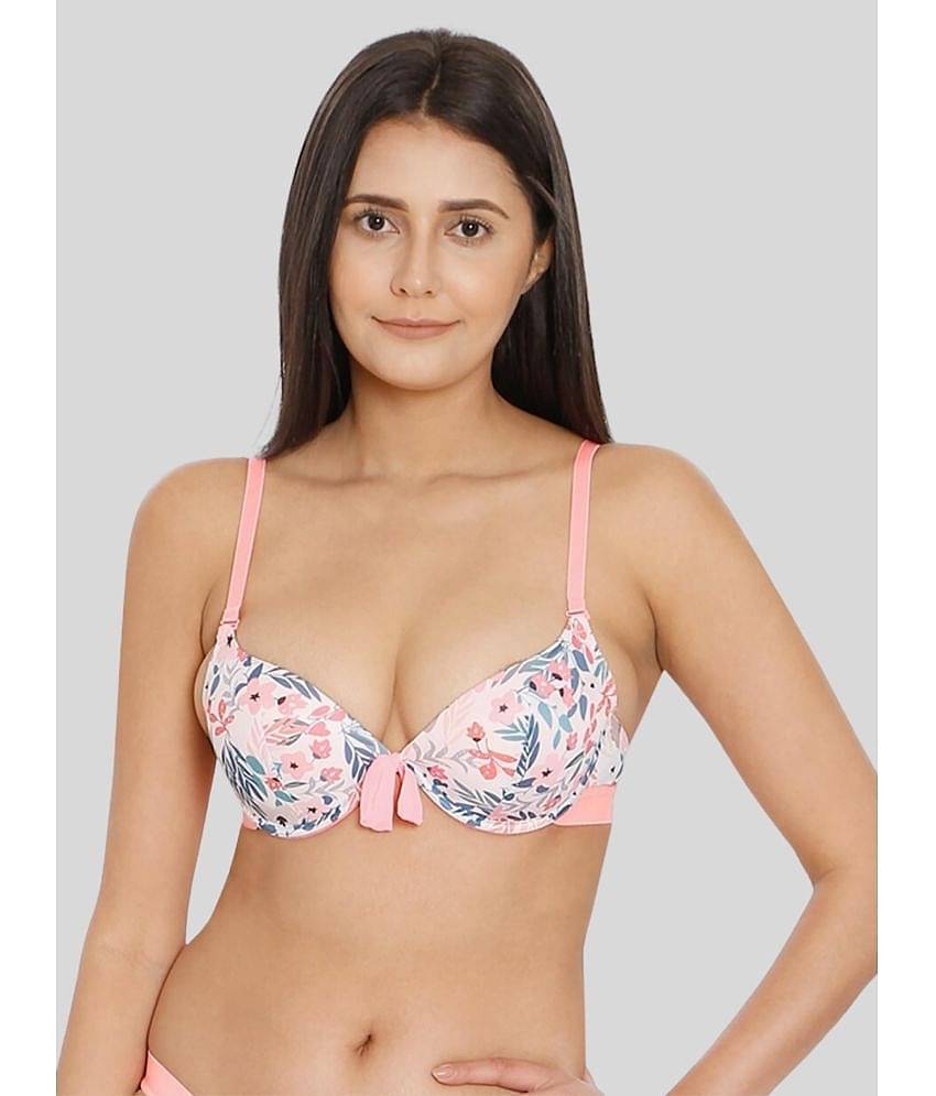 ILRASO Nylon Lightly Padded Women's Push Up Bra ( Pink )