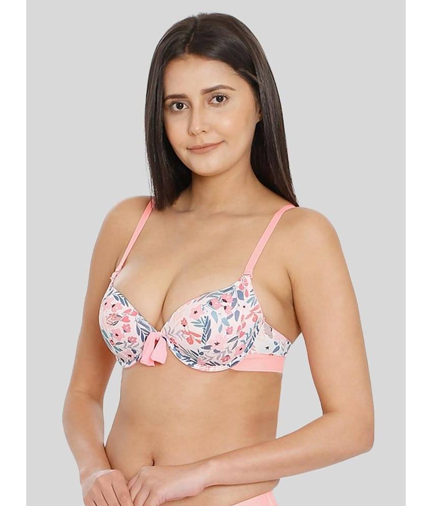 ILRASO Nylon Lightly Padded Women's Push Up Bra ( Pink )
