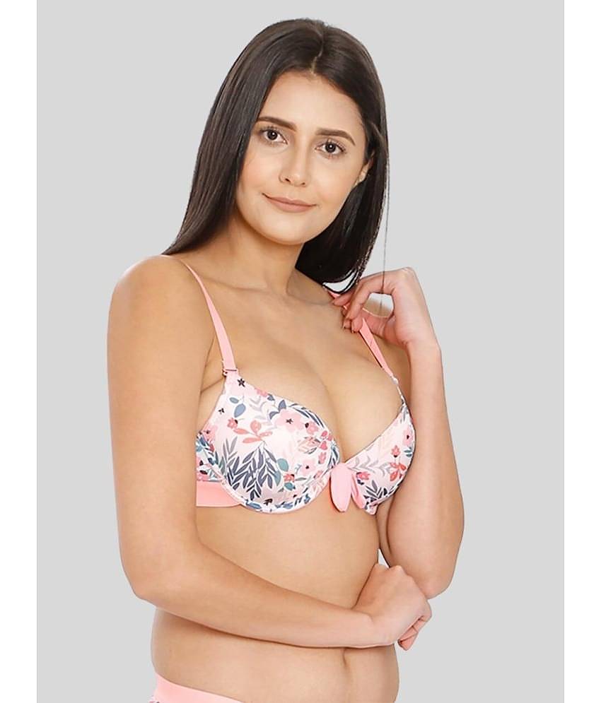 ILRASO Nylon Lightly Padded Women's Push Up Bra ( Pink )