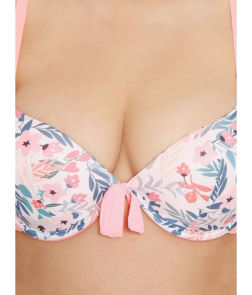 ILRASO Nylon Lightly Padded Women's Push Up Bra ( Pink )