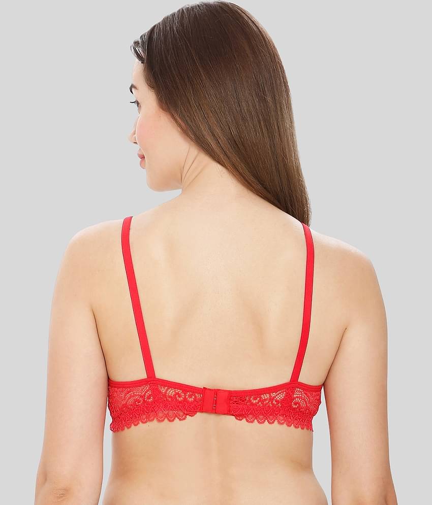 ILRASO Lace Non Padded Women's T-Shirt Bra ( Red )