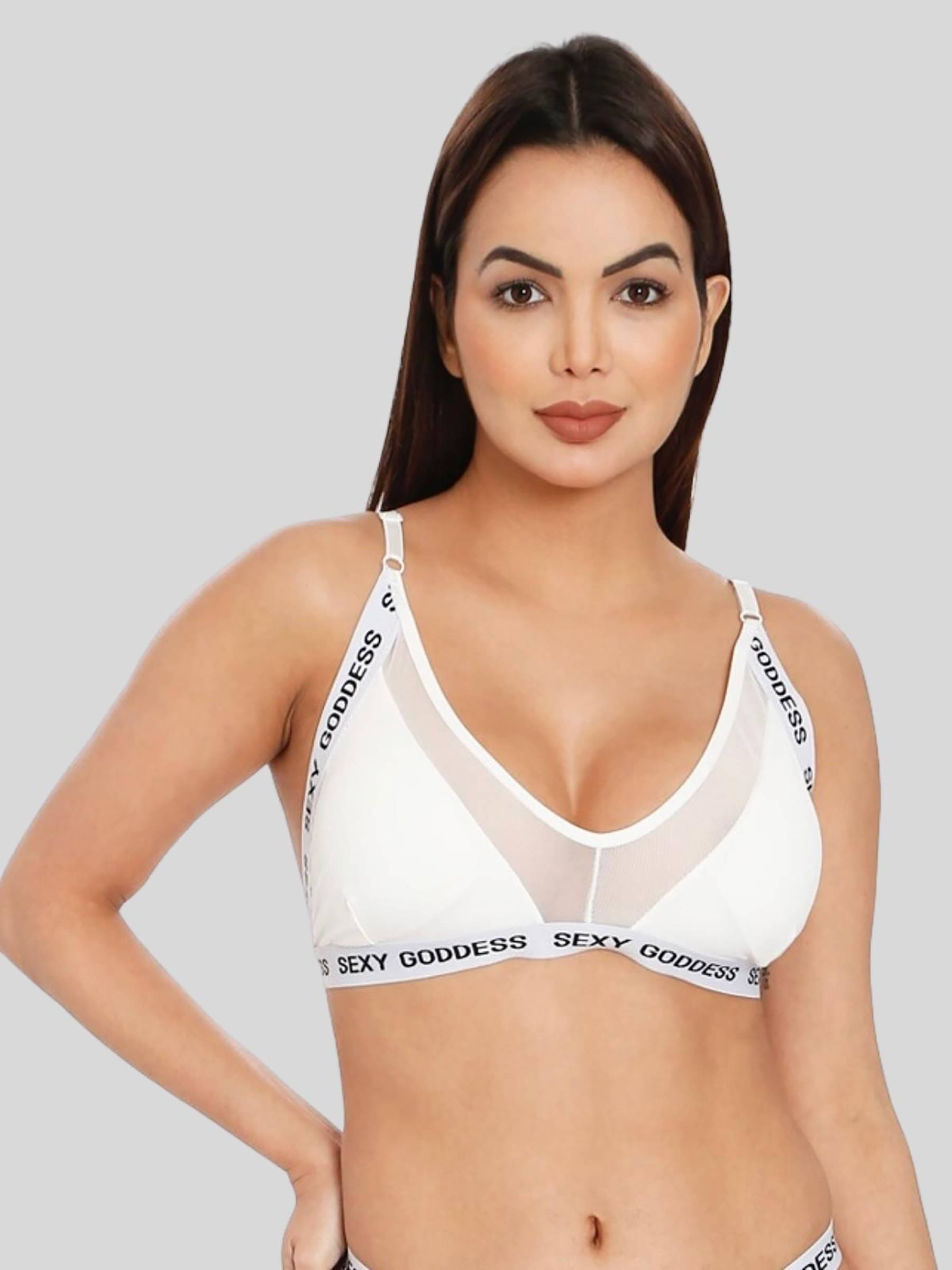 ILRASO Nylon Removable Padding Women's Bralette Bra ( White ) ILRASO Nylon Removable Padding Women's Bralette Bra ( White )