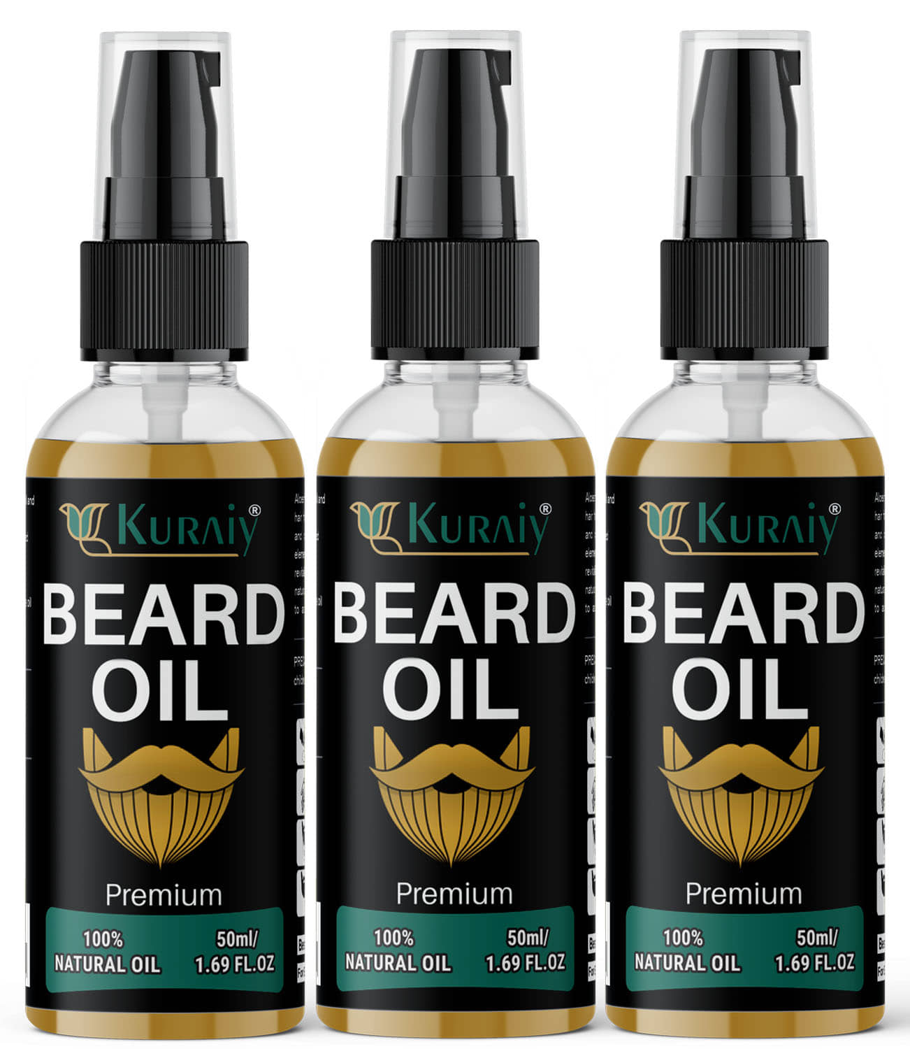 KURAIY Beard Growth Oil for Men For Better Beard Growth With Thicker Beard (50 ml) - Beard Care and Tools | Buy online on ZillyBuy