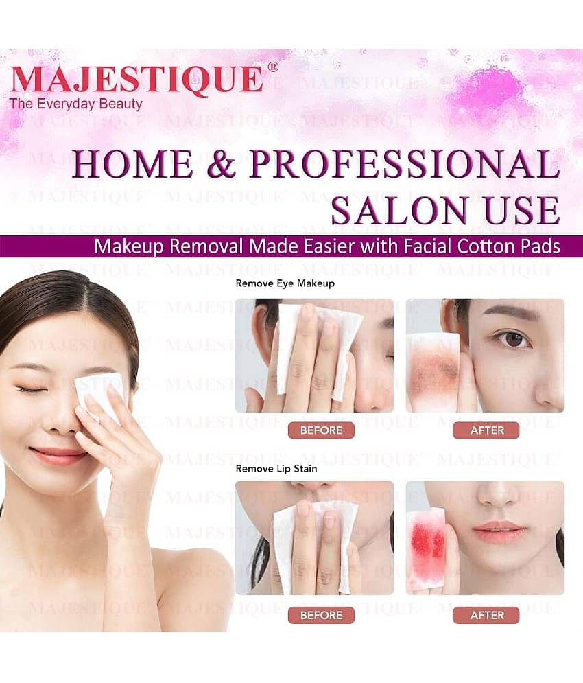 Majestique 200Pcs Soft Touch Facial Cotton Pads, Makeup Remover Wipes for Cleansing Skin Pack of 2
