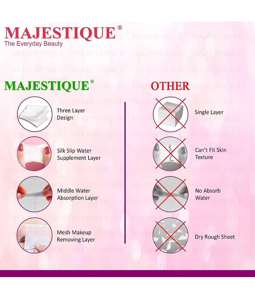 Majestique 200Pcs Soft Touch Facial Cotton Pads, Makeup Remover Wipes for Cleansing Skin Pack of 2