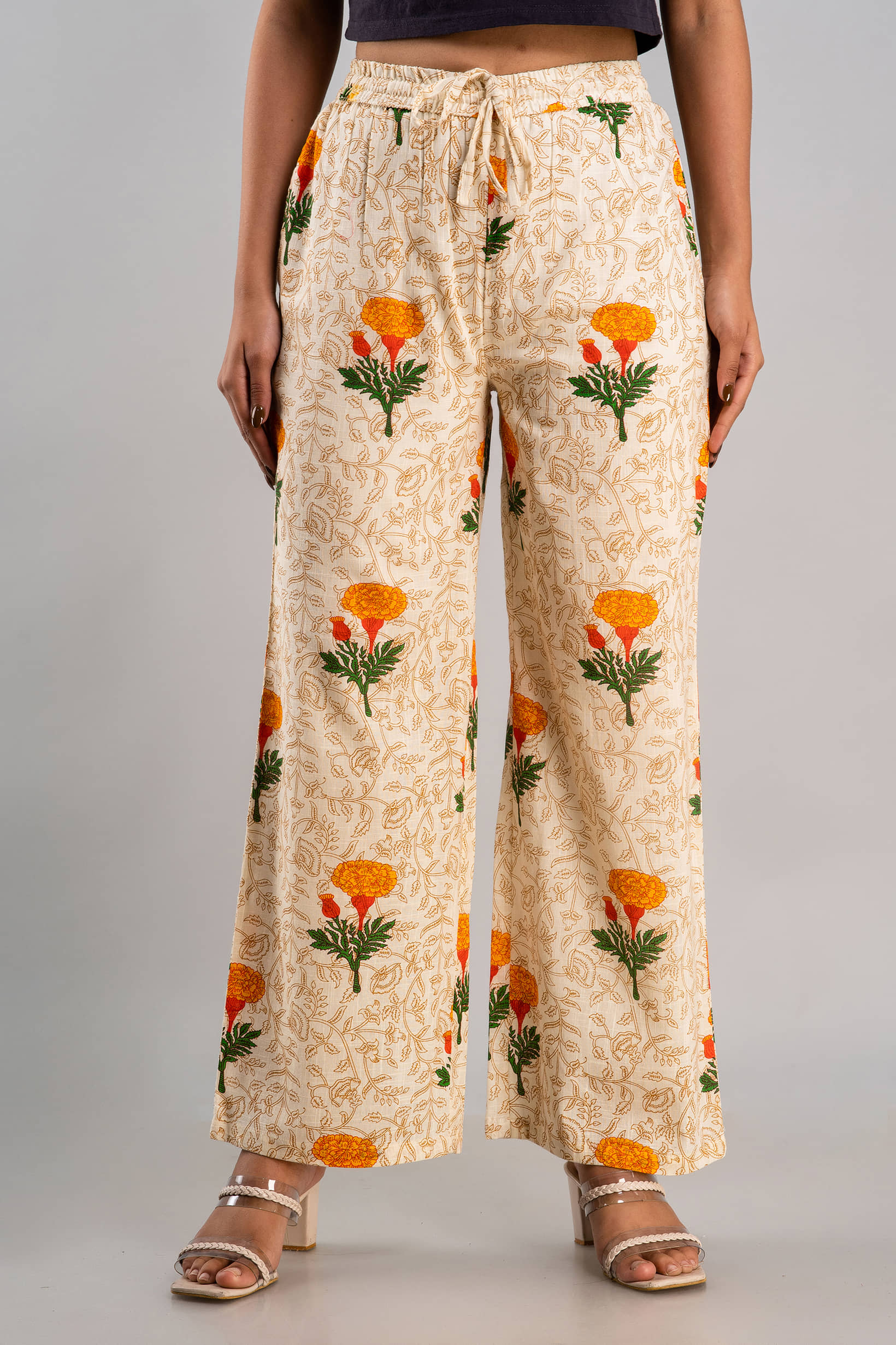 MAUKA - Beige Rayon Women's Palazzo ( Pack of 1 ) - Palazzos | Buy online on ZillyBuy