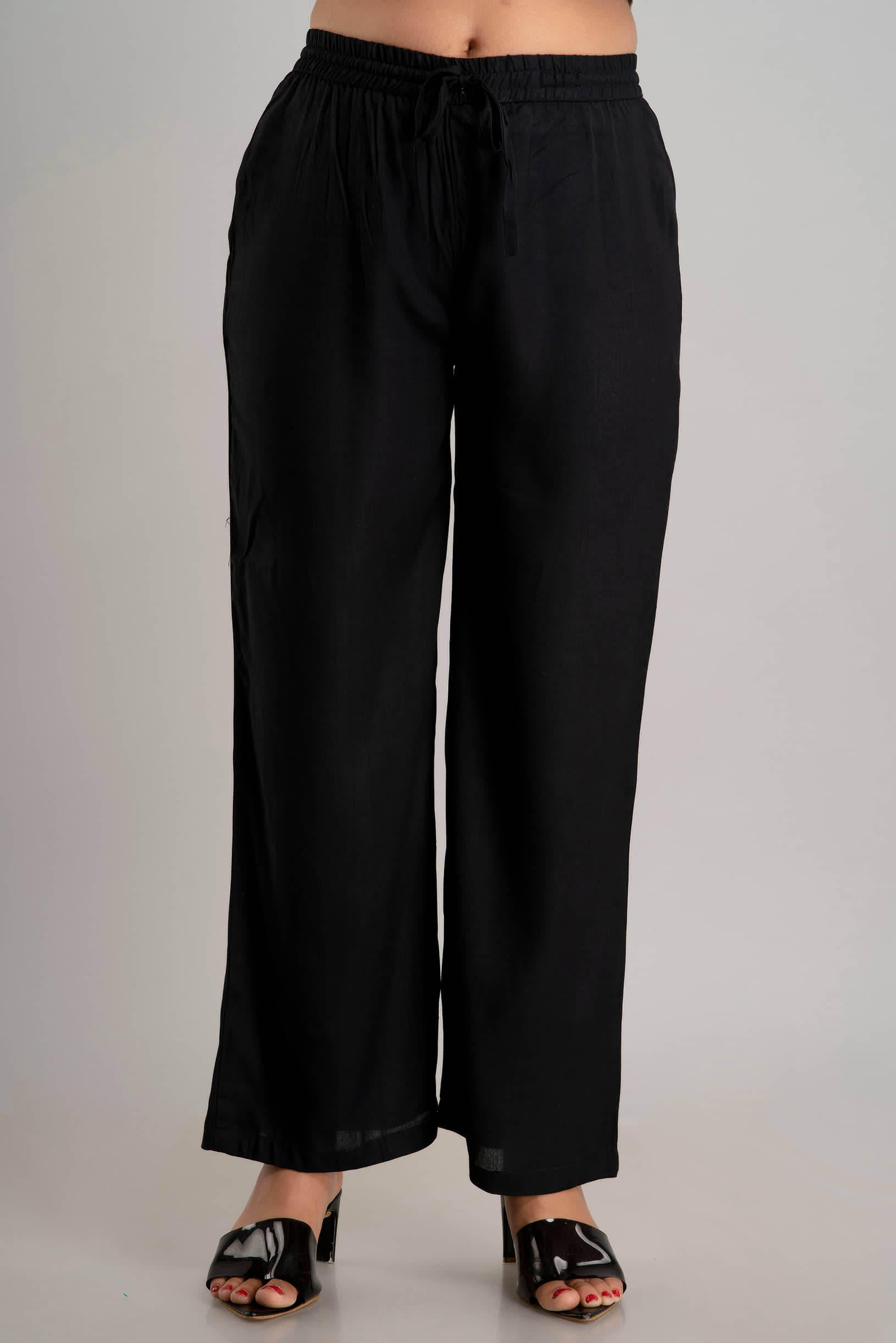 MAUKA - Black Rayon Women's Palazzo ( Pack of 1 ) - Palazzos | Buy online on ZillyBuy