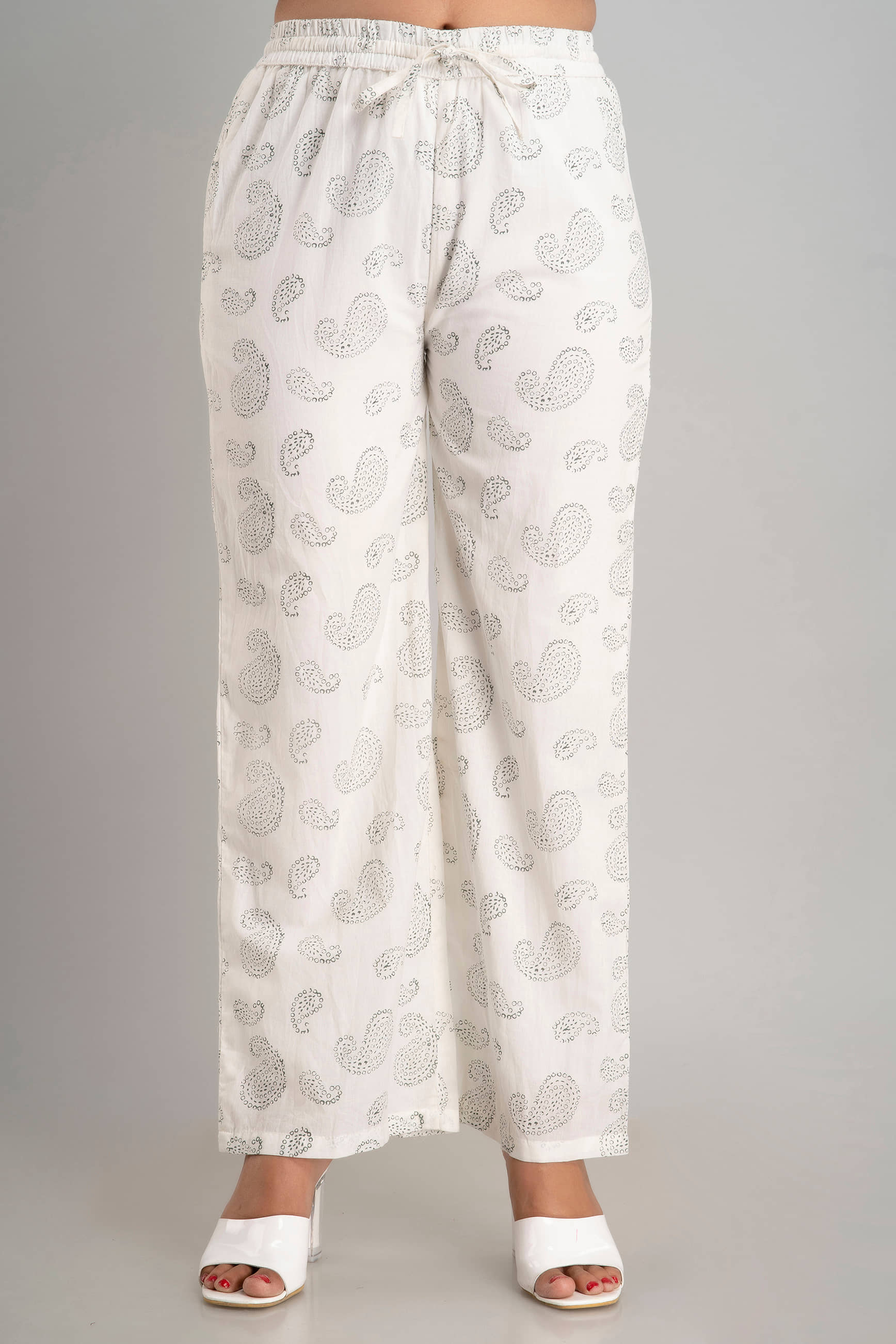 MAUKA - White Rayon Women's Palazzo ( Pack of 1 )