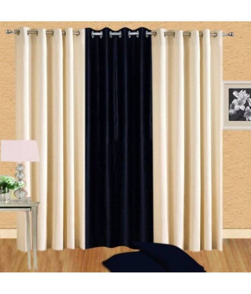     			N2C Home Floral Semi-Transparent Eyelet Curtain 5 ft ( Pack of 3 ) - Cream
