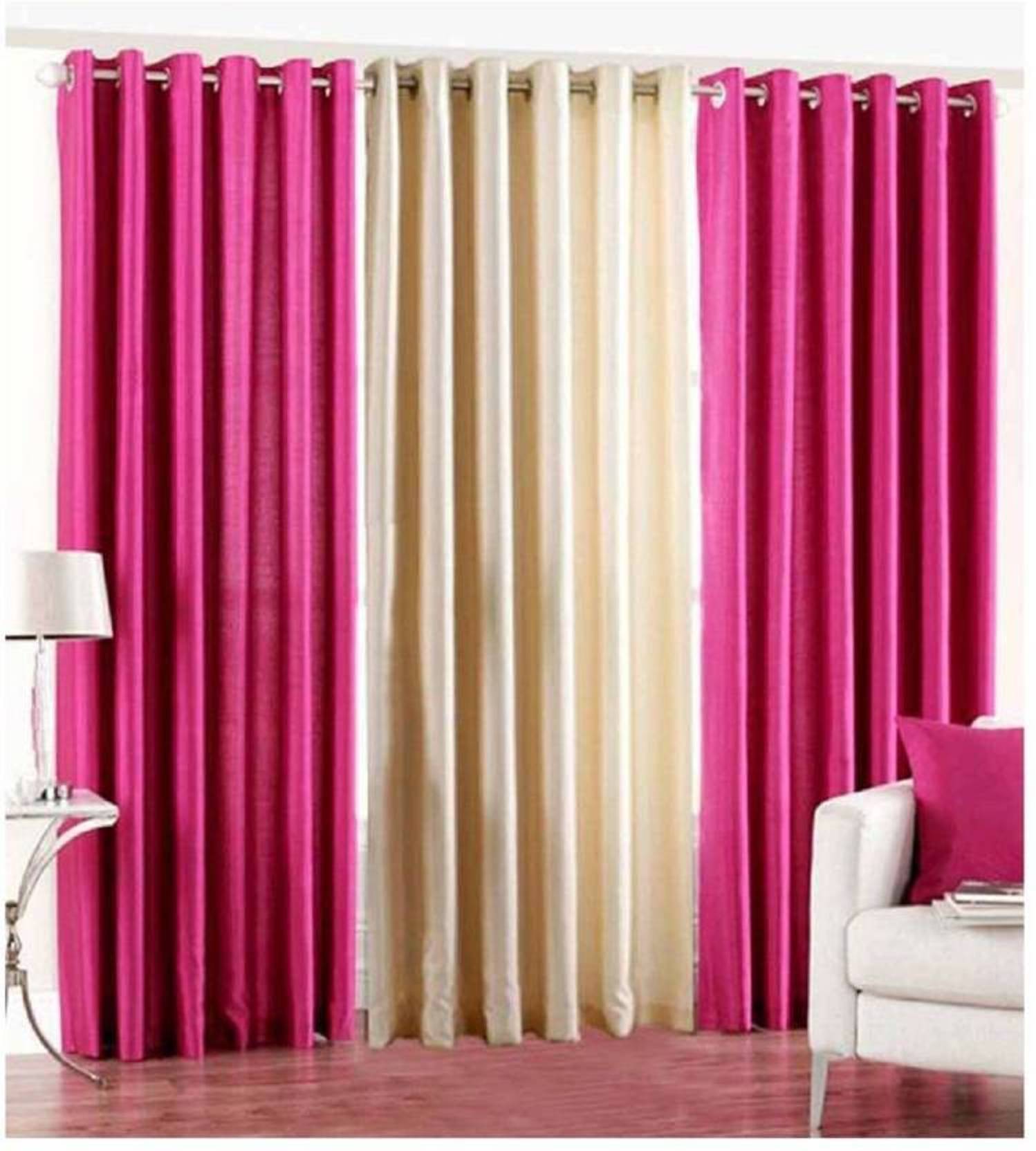 N2C Home Floral Semi-Transparent Eyelet Curtain 5 ft ( Pack of 3 ) - Pink     			N2C Home Floral Semi-Transparent Eyelet Curtain 5 ft ( Pack of 3 ) - Pink