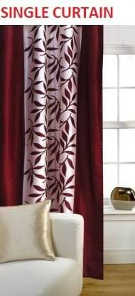 N2C Home Floral Semi-Transparent Eyelet Curtain 7 ft ( Pack of 1 ) - Maroon N2C Home Floral Semi-Transparent Eyelet Curtain 7 ft ( Pack of 1 ) - Maroon