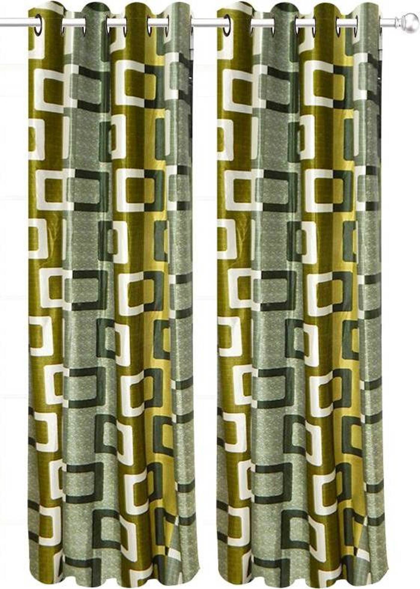 N2C Home Solid Semi-Transparent Eyelet Curtain 5 ft ( Pack of 2 ) - Green N2C Home Solid Semi-Transparent Eyelet Curtain 5 ft ( Pack of 2 ) - Green