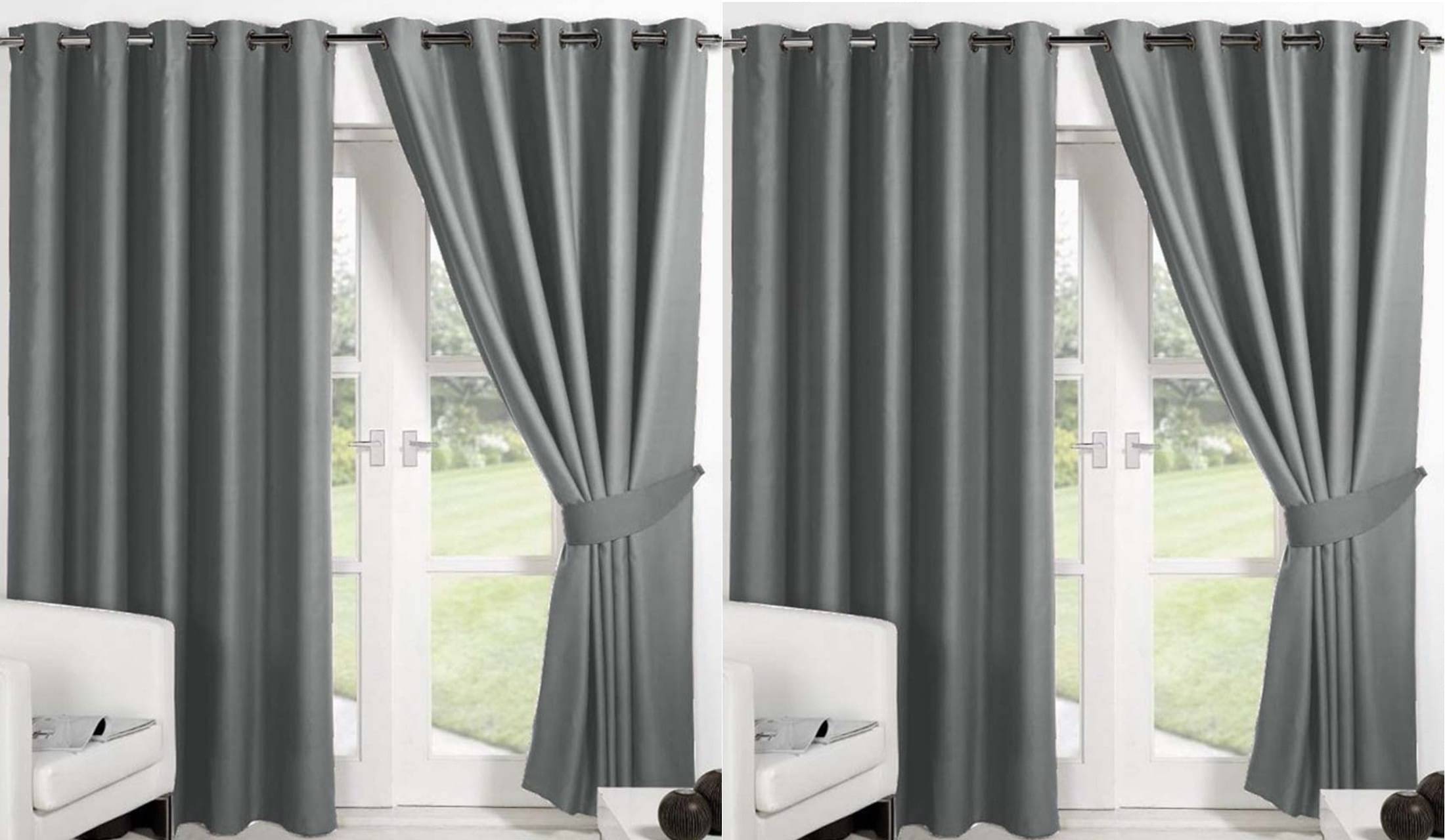     			N2C Home Solid Semi-Transparent Eyelet Curtain 5 ft ( Pack of 4 ) - Dark Grey