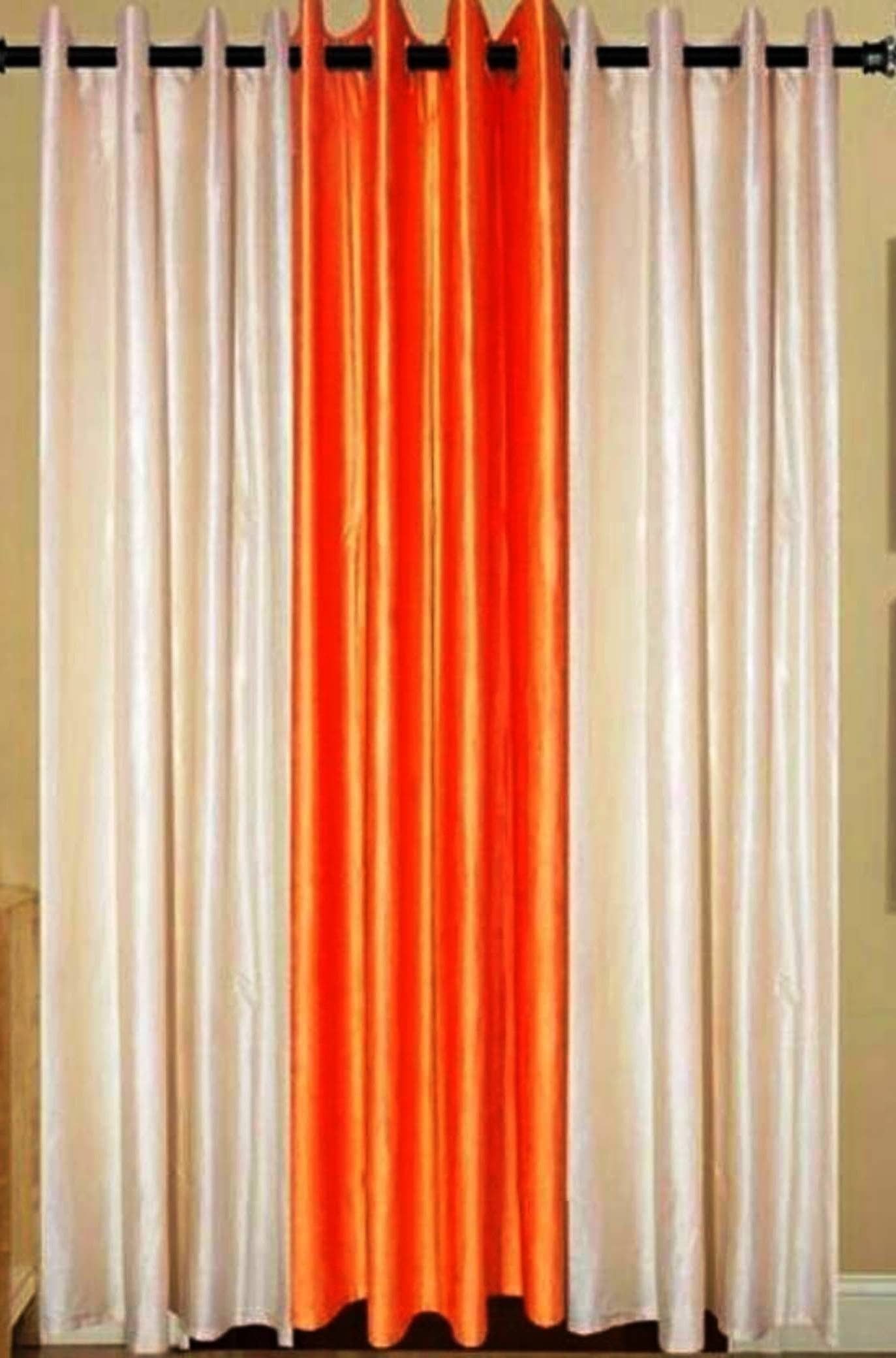 N2C Home Solid Semi-Transparent Eyelet Curtain 7 ft ( Pack of 3 ) - Multicolor
