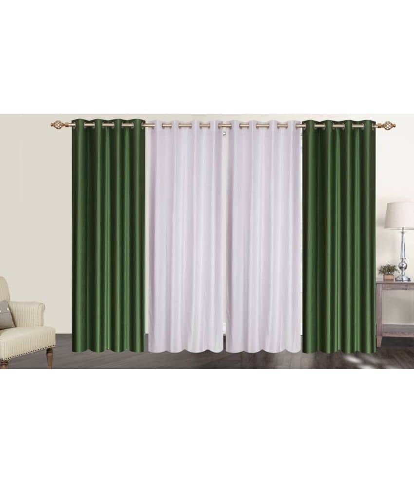 N2C Home Solid Semi-Transparent Eyelet Curtain 5 ft ( Pack of 4 ) - Multicolor