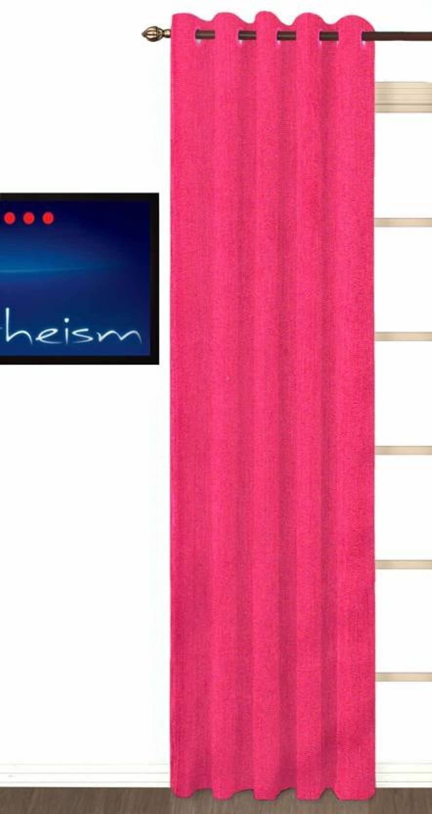     			N2C Home Solid Semi-Transparent Eyelet Curtain 9 ft ( Pack of 1 ) - Pink