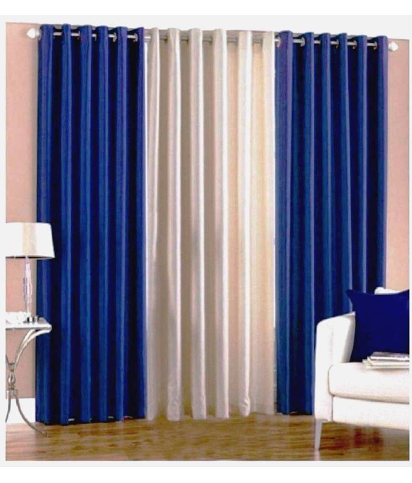 N2C Home Solid Semi-Transparent Eyelet Curtain 9 ft ( Pack of 3 ) - Blue     			N2C Home Solid Semi-Transparent Eyelet Curtain 9 ft ( Pack of 3 ) - Blue
