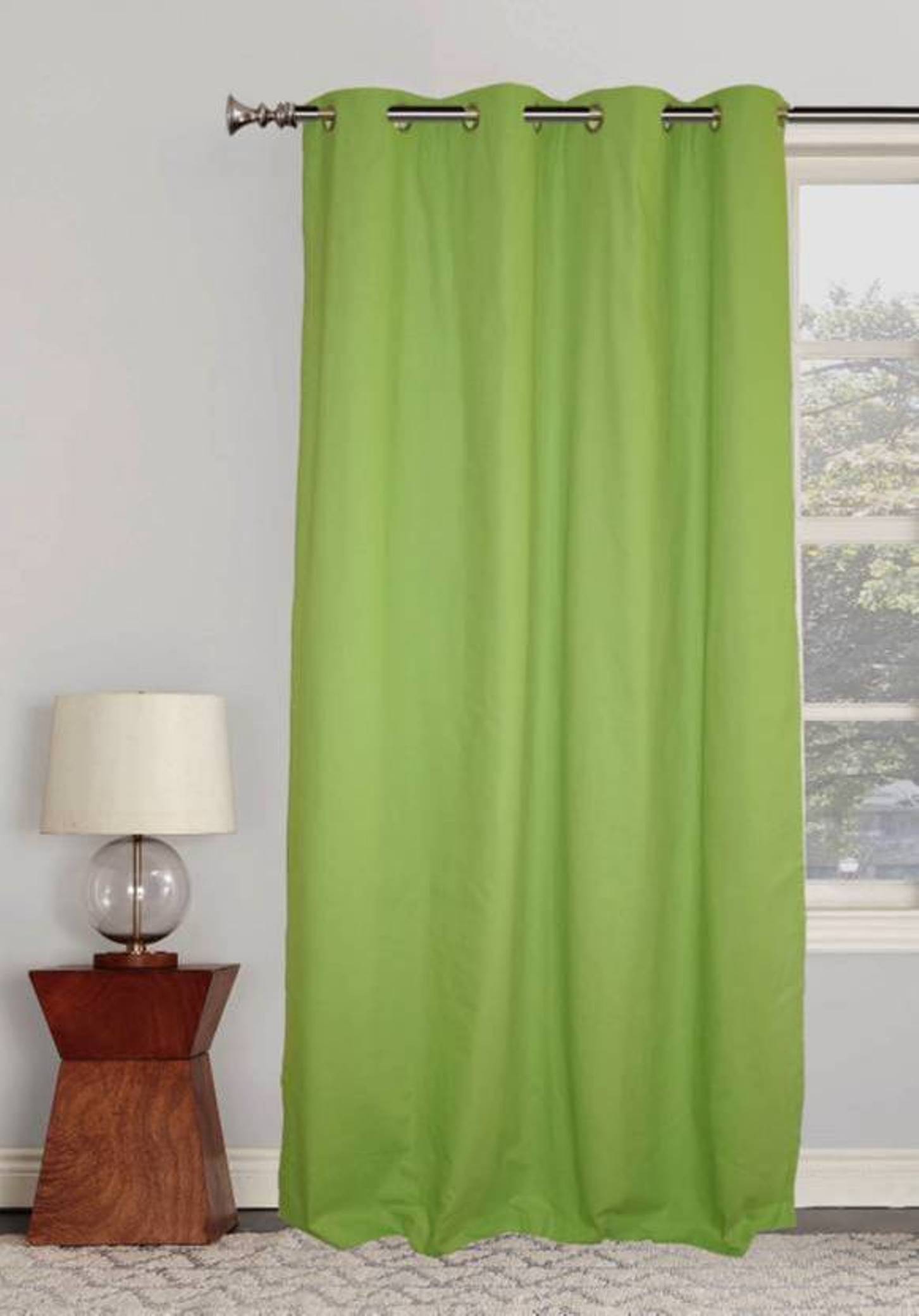 N2C Home Solid Semi-Transparent Eyelet Curtain 5 ft ( Pack of 1 ) - Green N2C Home Solid Semi-Transparent Eyelet Curtain 5 ft ( Pack of 1 ) - Green