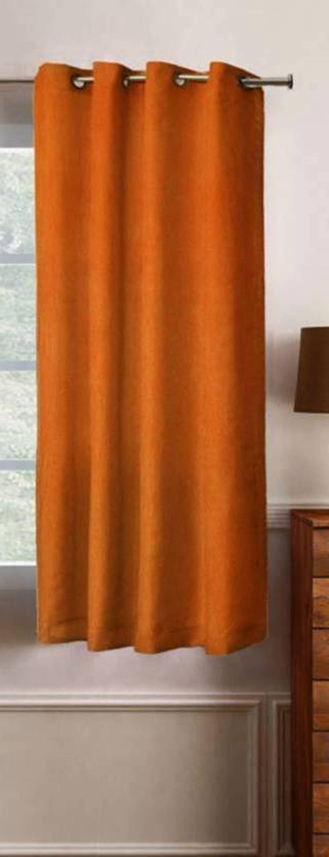 N2C Home Solid Semi-Transparent Eyelet Curtain 5 ft ( Pack of 1 ) - Orange N2C Home Solid Semi-Transparent Eyelet Curtain 5 ft ( Pack of 1 ) - Orange