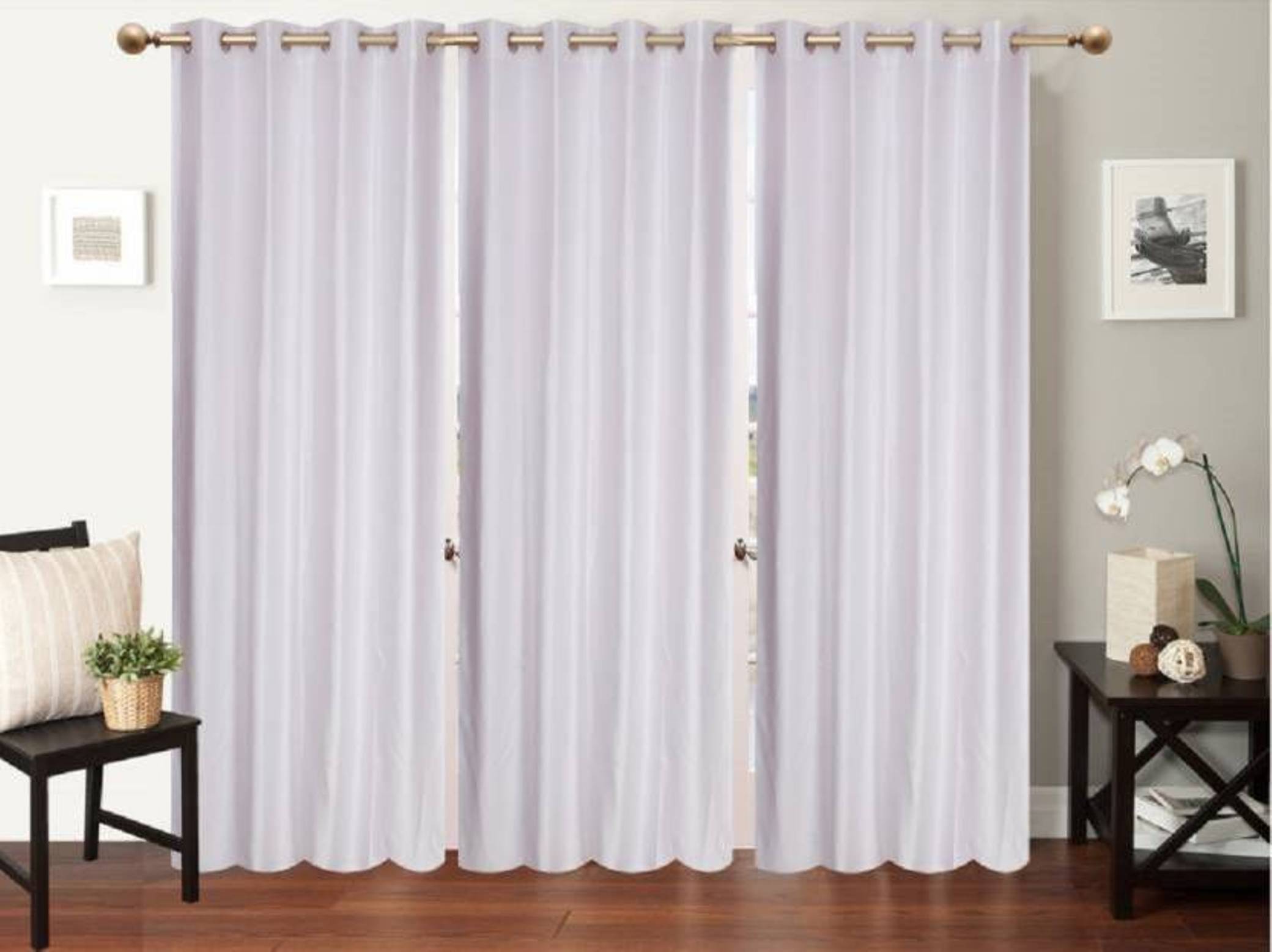     			N2C Home Solid Semi-Transparent Eyelet Curtain 7 ft ( Pack of 3 ) - White