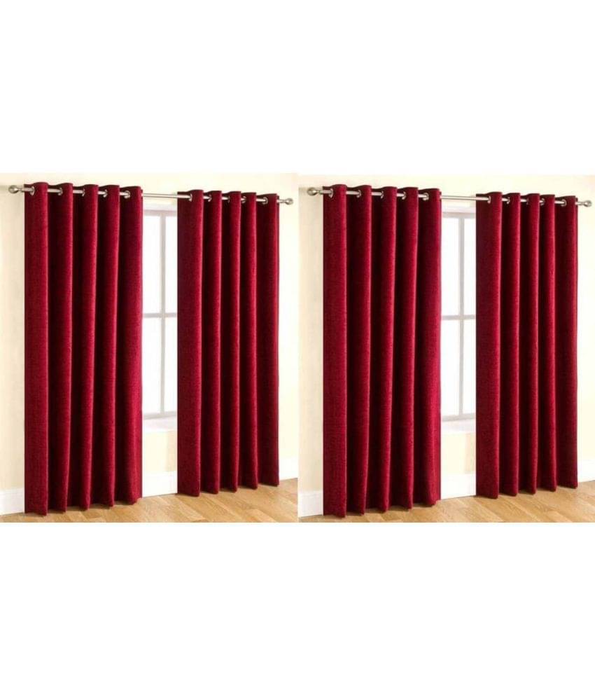 N2C Home Solid Semi-Transparent Eyelet Curtain 7 ft ( Pack of 4 ) - Maroon N2C Home Solid Semi-Transparent Eyelet Curtain 7 ft ( Pack of 4 ) - Maroon