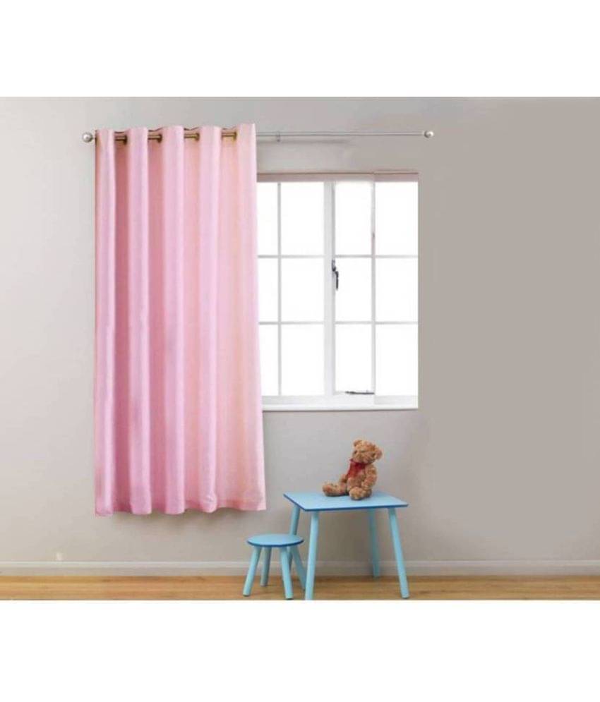 N2C Home Solid Semi-Transparent Eyelet Curtain 5 ft ( Pack of 1 ) - Pink N2C Home Solid Semi-Transparent Eyelet Curtain 5 ft ( Pack of 1 ) - Pink