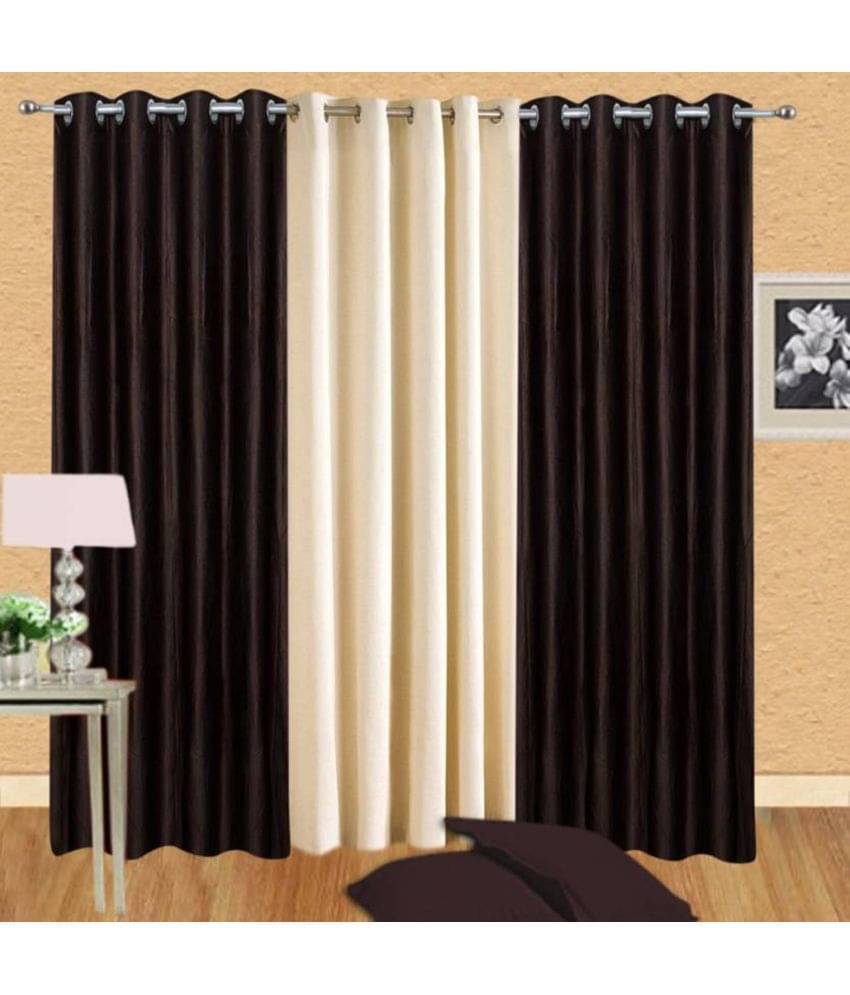 N2C Home Solid Semi-Transparent Eyelet Curtain 5 ft ( Pack of 3 ) - Black N2C Home Solid Semi-Transparent Eyelet Curtain 5 ft ( Pack of 3 ) - Black
