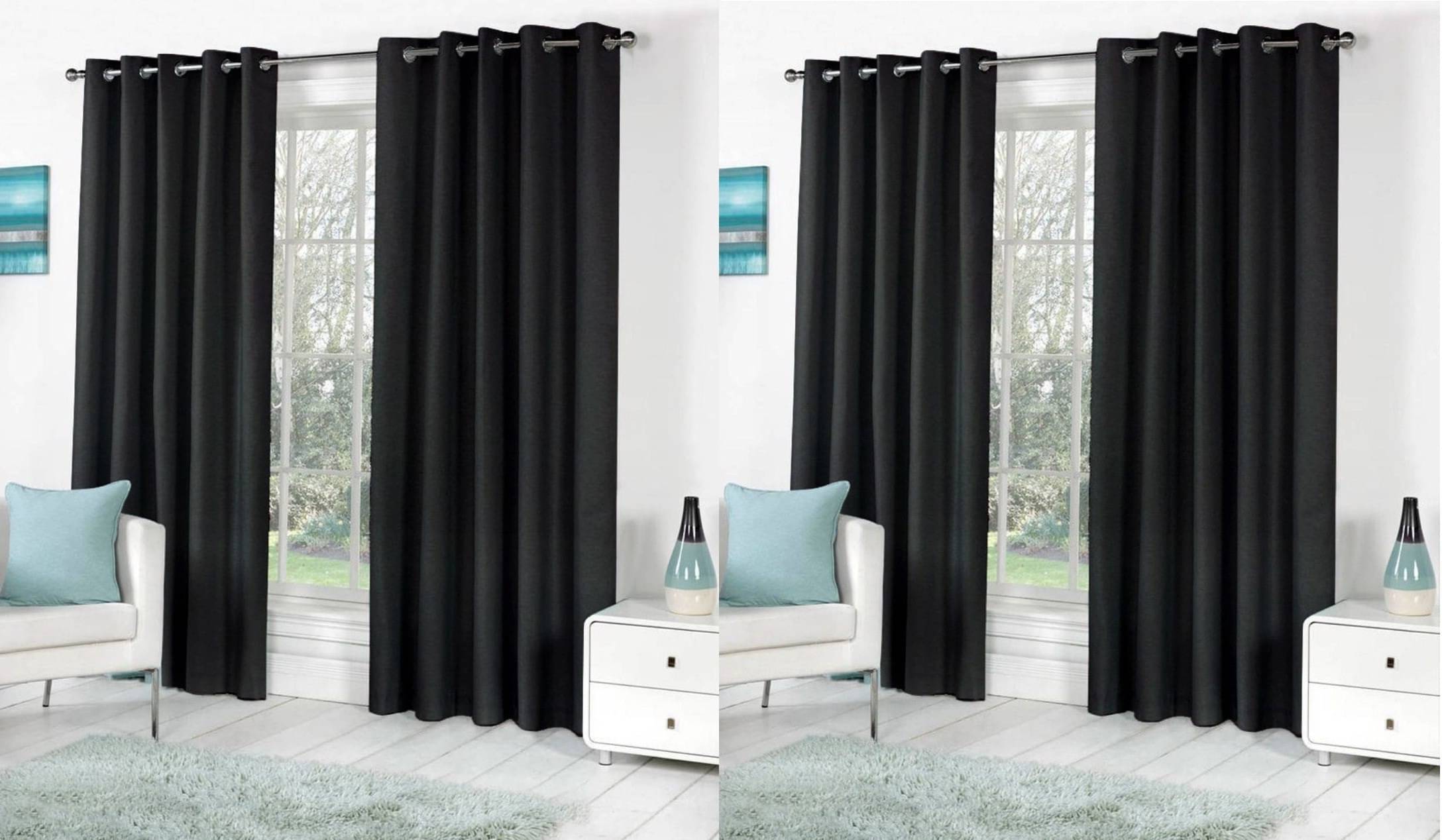 N2C Home Solid Semi-Transparent Eyelet Curtain 7 ft ( Pack of 4 ) - Black N2C Home Solid Semi-Transparent Eyelet Curtain 7 ft ( Pack of 4 ) - Black