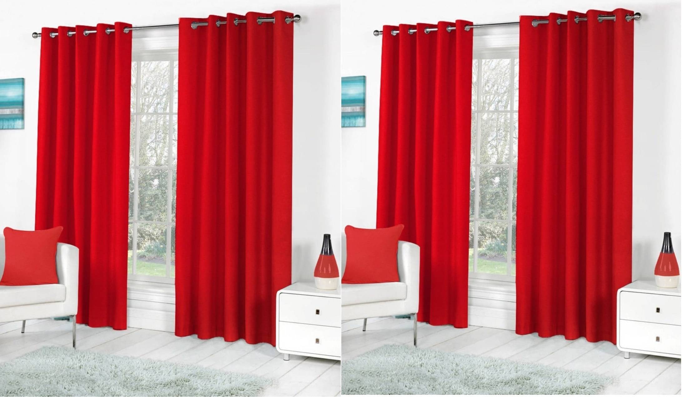N2C Home Solid Semi-Transparent Eyelet Curtain 5 ft ( Pack of 4 ) - Red N2C Home Solid Semi-Transparent Eyelet Curtain 5 ft ( Pack of 4 ) - Red