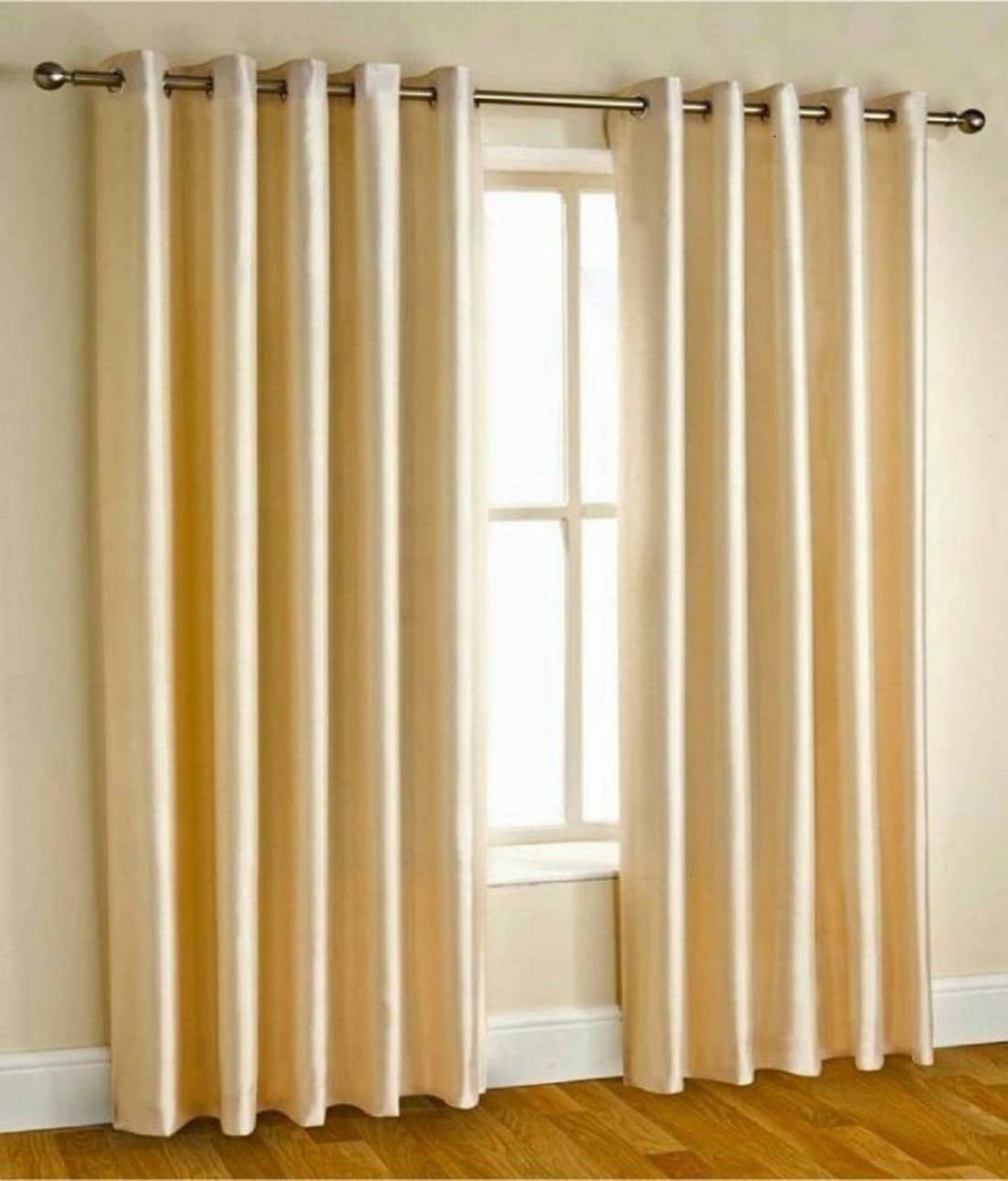 N2C Home Solid Semi-Transparent Eyelet Curtain 5 ft ( Pack of 2 ) - Cream